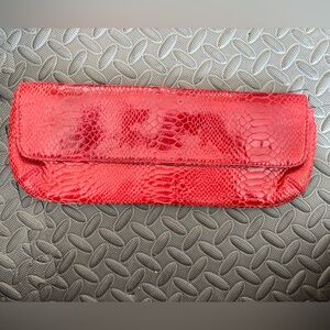 red tiffany and fred alligator embossed leather magnetic clutch wallet